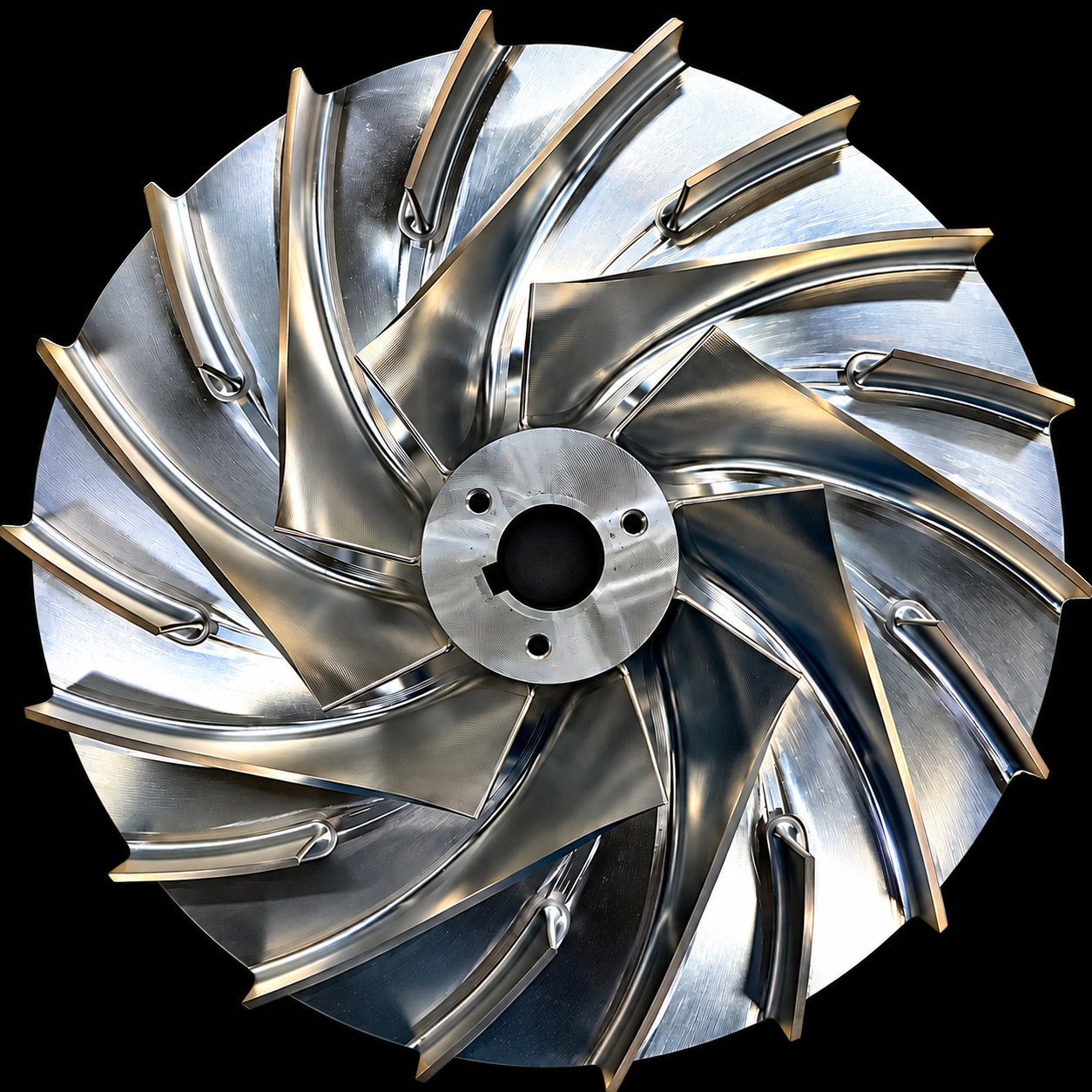 Präzisionsgefertigtes metallisches Impellerrad mit komplexen Schaufelgeometrien